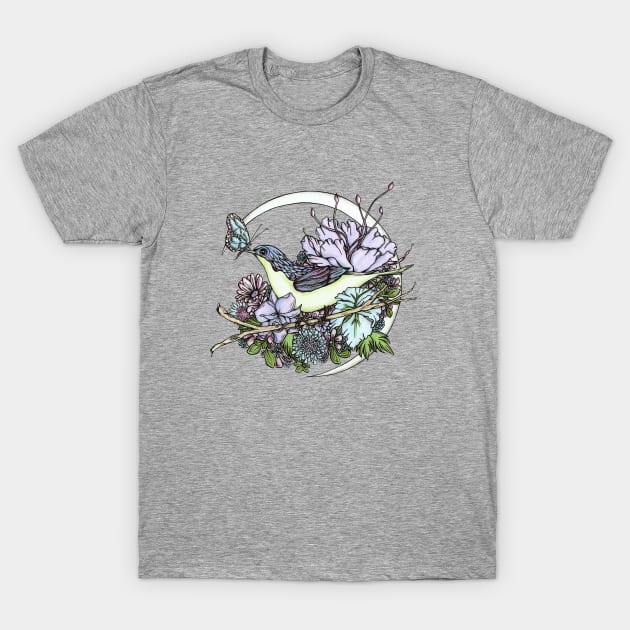 Bird and butterfly Moon T-Shirt by NicoleWhelan